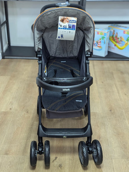 New & Assembled Infanti Denim Travel System - Preggy Plus