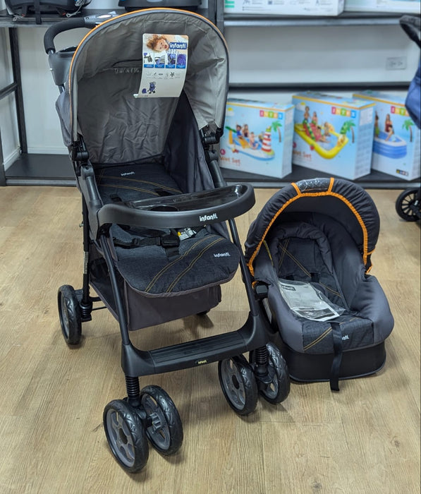 New & Assembled Infanti Denim Travel System - Preggy Plus