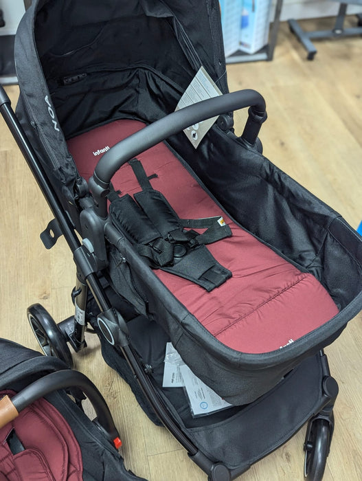 New & Assembled Infanti Noa Pramette Travel System - Red/Black - Preggy Plus