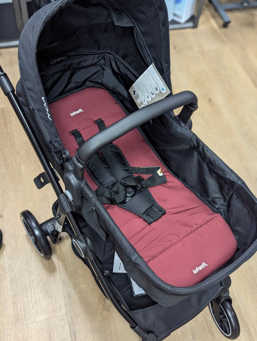 New & Assembled Infanti Noa Pramette Travel System - Red/Black - Preggy Plus