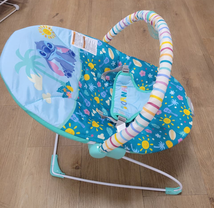 New & Assembled Bright Starts Disney Baby Stitch Ohana Paradise Vibrating Bouncer