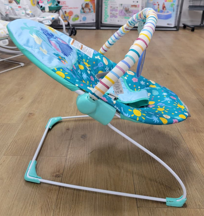 New & Assembled Bright Starts Disney Baby Stitch Ohana Paradise Vibrating Bouncer