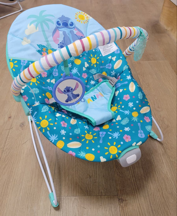 New & Assembled Bright Starts Disney Baby Stitch Ohana Paradise Vibrating Bouncer