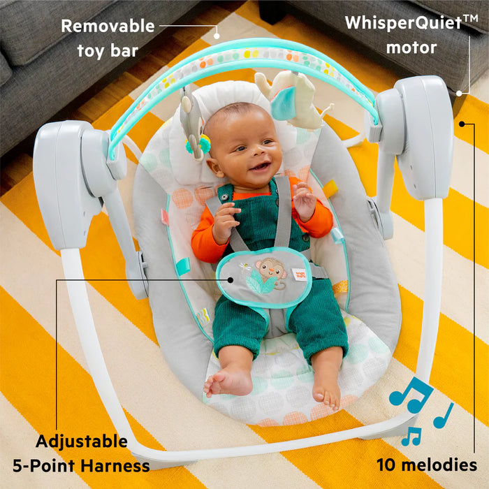 Bright Starts Whimsical Wild Compact Portable Automatic Baby Swing