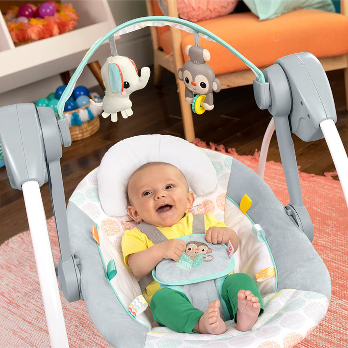 Bright Starts Whimsical Wild Compact Portable Automatic Baby Swing