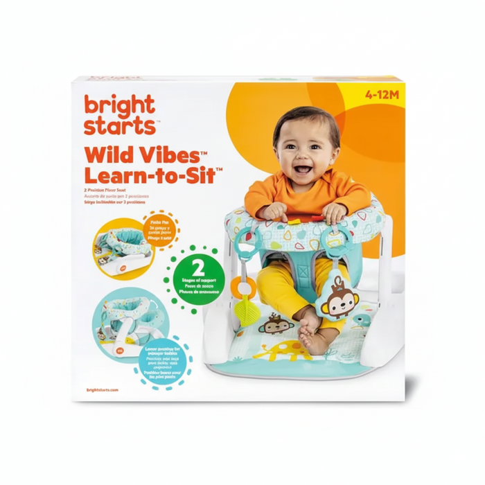 Bright Starts Learn-to-Sit 2-Position Baby Floor Seat - Wild Vibes - Preggy Plus