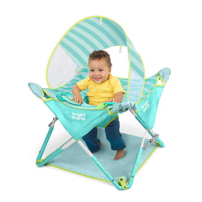 Bright Starts Pop 'N Jump Indoor Outdoor Portable Baby Activity Center - Sky Stripes Blue