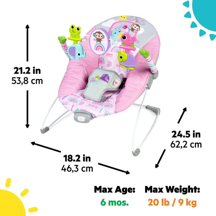 Bright Starts Pink Paradise Vibrating Baby Bouncer