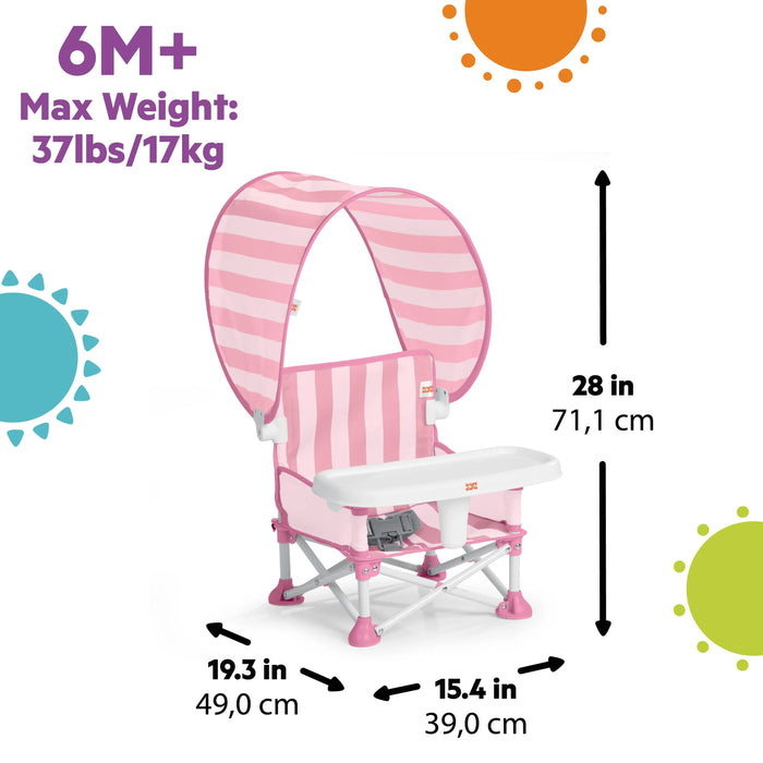 Bright Starts Pop 'N Sit Cabana Portable Booster Chair with UPF Canopy, Indoor/Outdoor