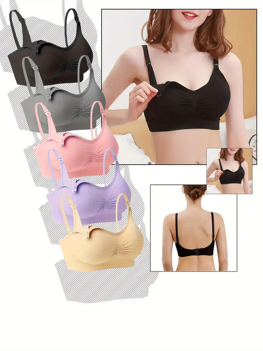 Maternity/Nursing Bra, Set of 5 (Black, Grey, Pink, Purple, Nude) - XXX-Large, Padded