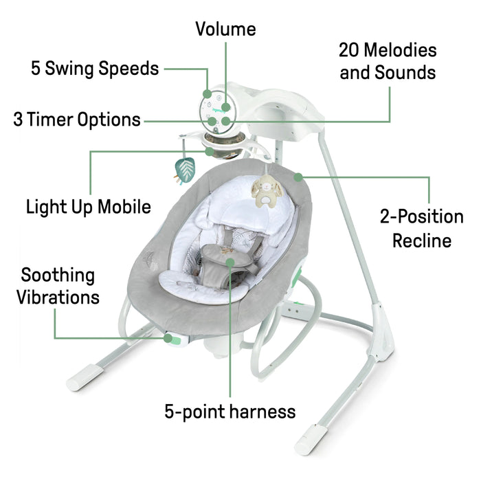 Ingenuity InLighten Soothing Swing & Rocker - Remy