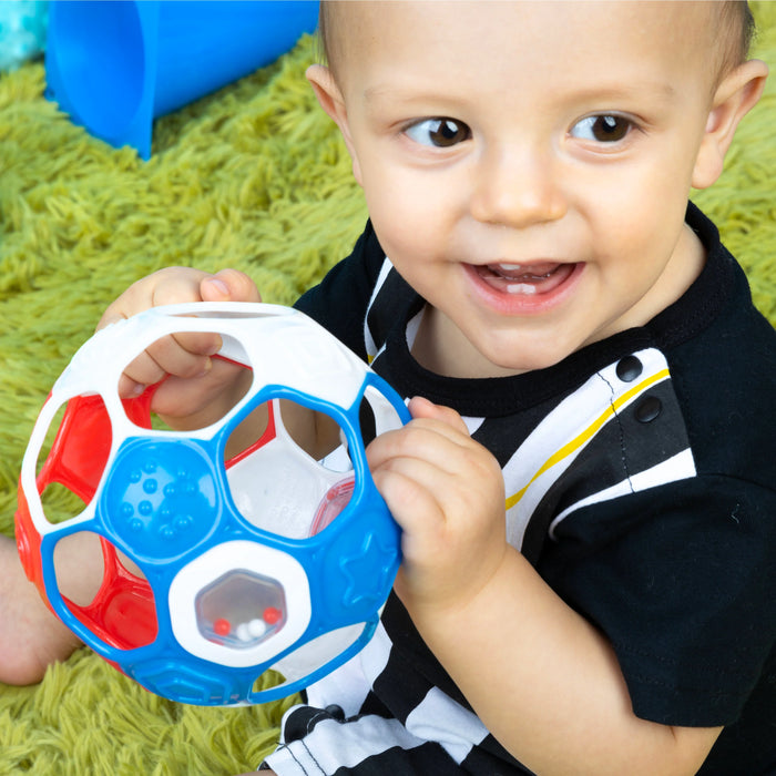 Bright Starts Grippin' Goals Rattle Ball - Red, White & Blue