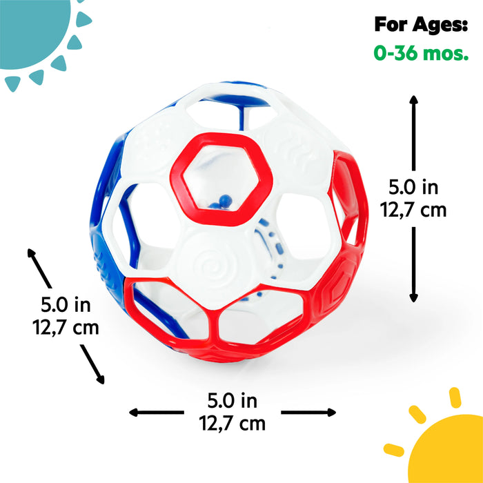 Bright Starts Grippin' Goals Rattle Ball - Red, White & Blue