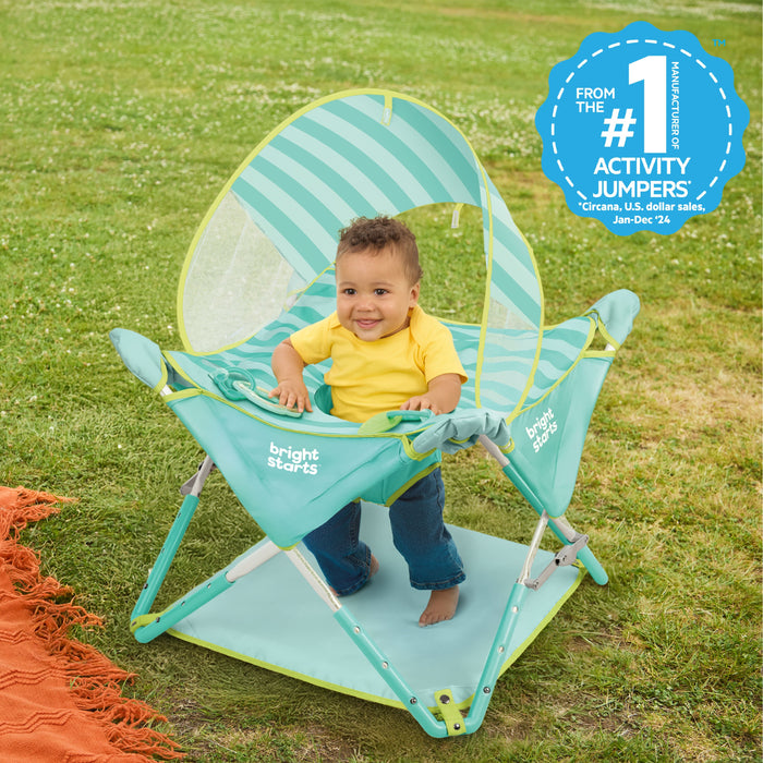 Bright Starts Pop 'N Jump Indoor Outdoor Portable Baby Activity Center - Sky Stripes Blue
