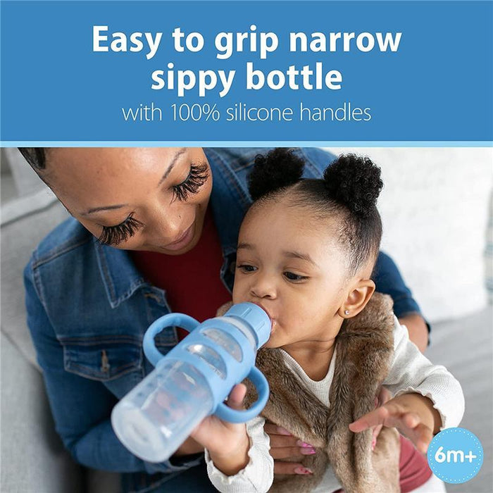 Dr. Brown's Milestones Narrow Sippy Spout Bottle with 100% Silicone Handles, 8oz/250mL, Green, 1 Pack, 6m+ (Copy)