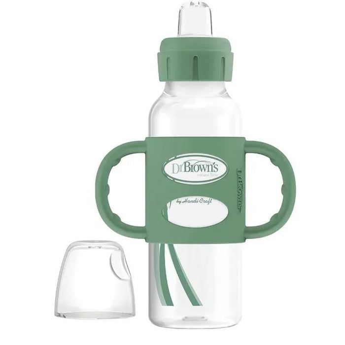 Dr. Brown's Milestones Narrow Sippy Spout Bottle with 100% Silicone Handles, 8oz/250mL, Green, 1 Pack, 6m+ (Copy)