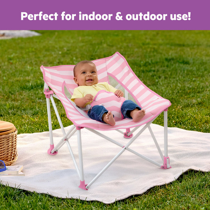 Bright Starts Pop 'N Chill Travel Seat, Pink Stripe