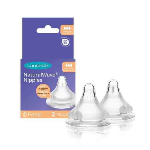 Lansinoh NaturalWave Bottle Nipples, Fast Flow, 2 count - Preggy Plus