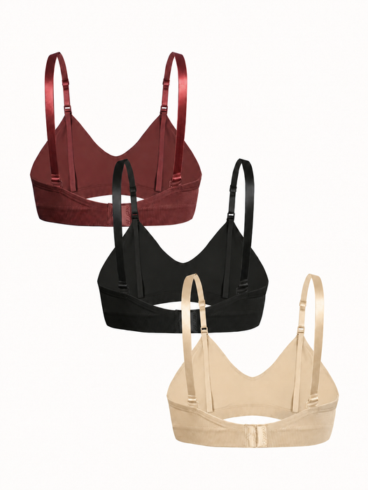 The ComfortFit Nursing Bra - XL, Set of 3 (Black, White, Wine Red)