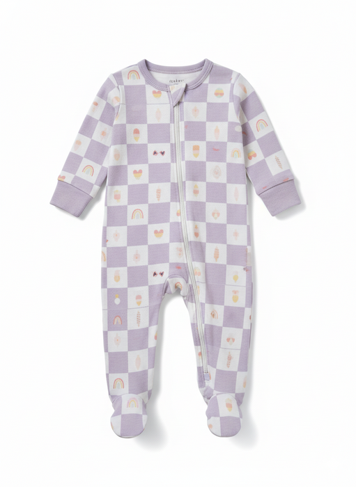 Gerber 2-Pack Girls Ice-Cream Checkers Sleep n Play Pajamas, 3-6 Months (582936 G03 3/6)