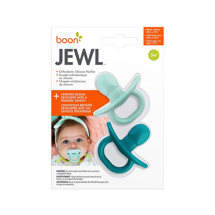 Boon Jewl Orthodontic Silicone Stage 2 Pacifier, Blue, (Pack of 2) - Preggy Plus