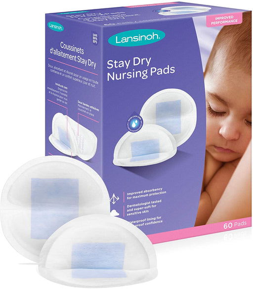 Lansinoh Stay Dry Disposable Nursing Pads for Breastfeeding, 60 Ct - Preggy Plus