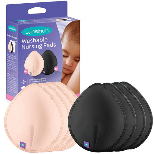 Lansinoh Reusable Nursing Pads for Breastfeeding Mothers, 8 Washable Pads, Pink and Black - Preggy Plus