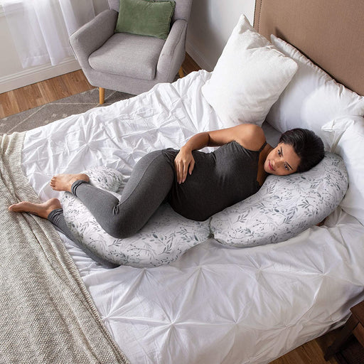 Boppy Slipcovered Multi-use Pregnancy Body Pillow - Gray Scattered Leaves - Preggy Plus