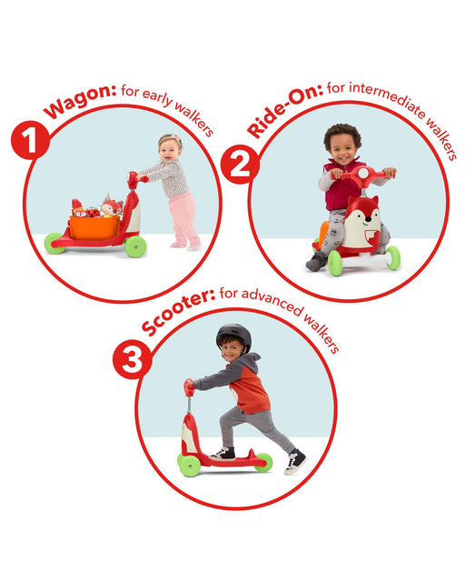 Skip Hop Zoo 3-In-1 Wagon/Ride On/Scooter Toy, Fox - Preggy Plus