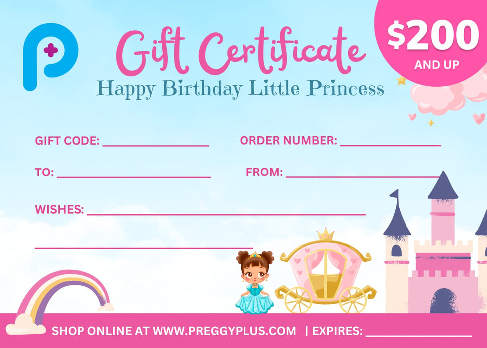 Birthday Gift Certificate - Little Princess - Preggy Plus