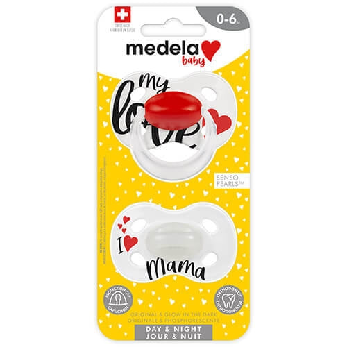 Medela Day-Night Glow Pacifier 0-6 Months (2 Count) - My Love - Preggy Plus