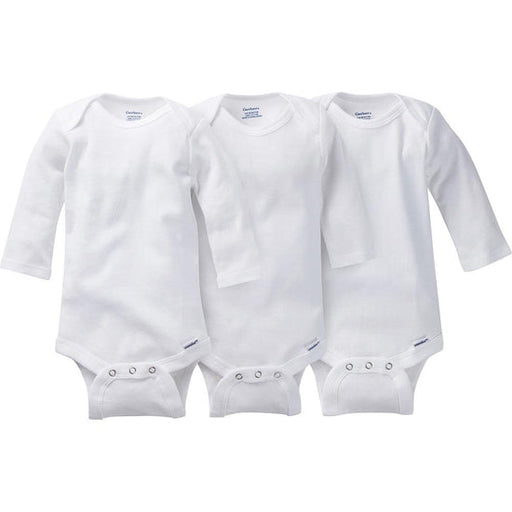 Gerber 3-Pack White Long Sleeve Onesies® Bodysuits, 3 Months  (850243230 102 03M) - Preggy Plus