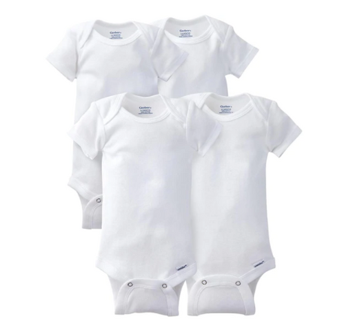 Gerber 4-Pack Toddler White Short Sleeve Onesies® Bodysuits, 24 Months (850214230 102 24M) - Preggy Plus